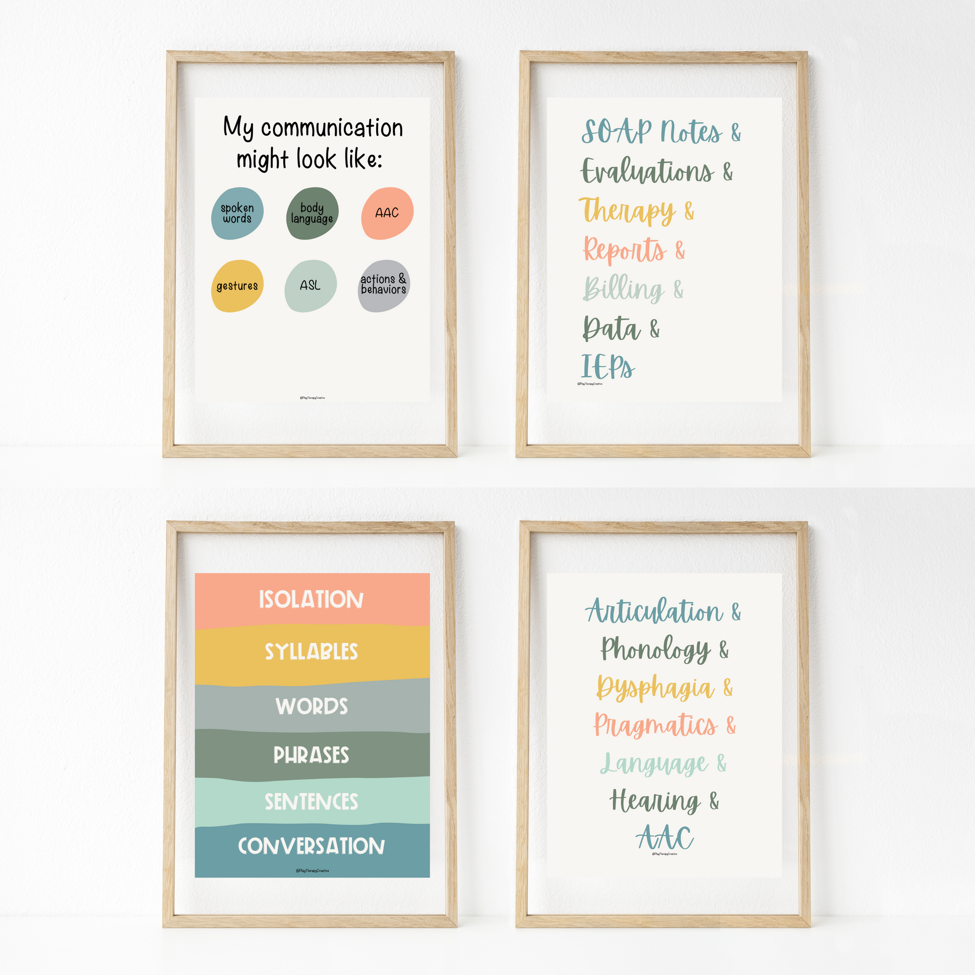 Muted Rainbow Speech Room Wall Art- Set of 20 – Play Therapy Creative