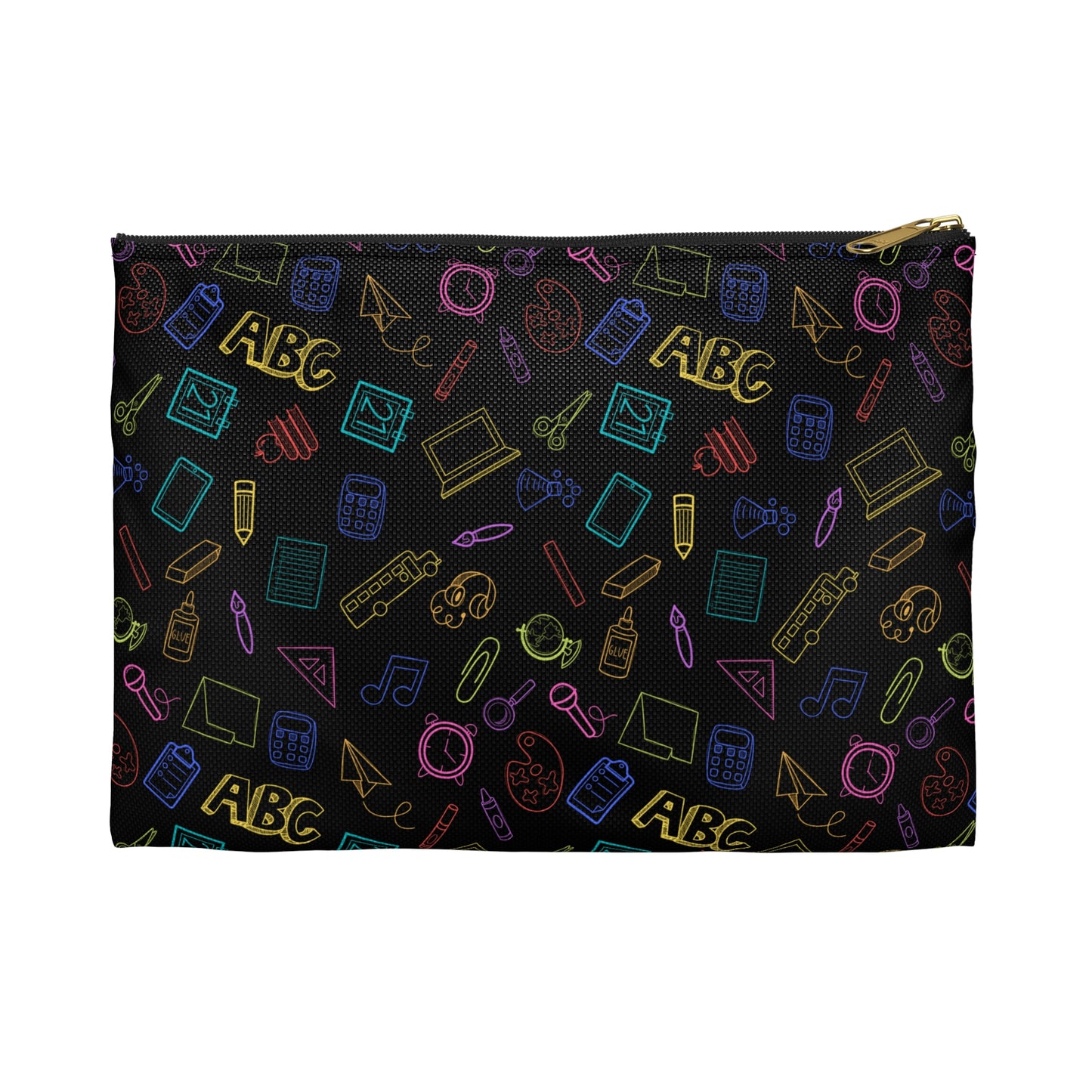 Customizable Rainbow Elementary Doodles Pencil Pouch