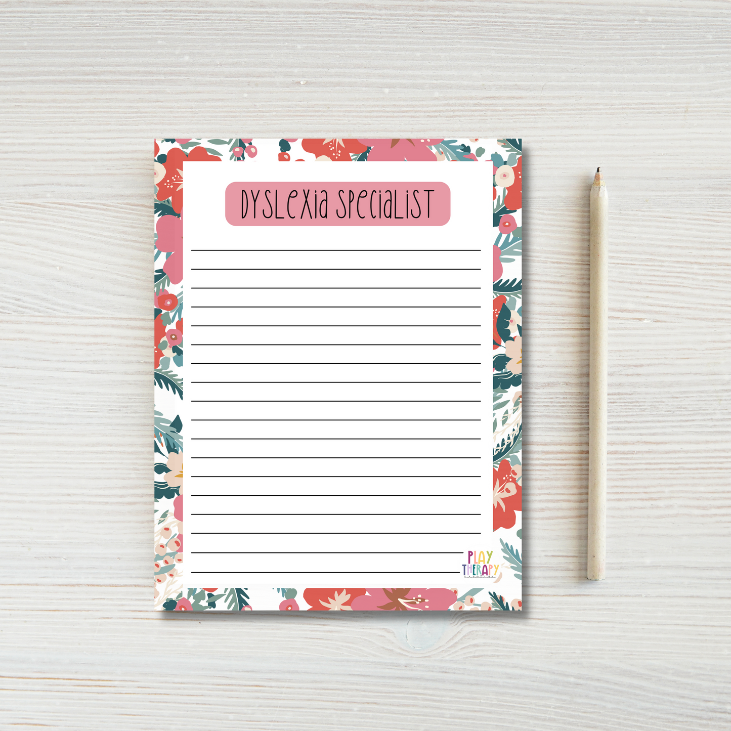 Floral Dyslexia Specialist Notepad