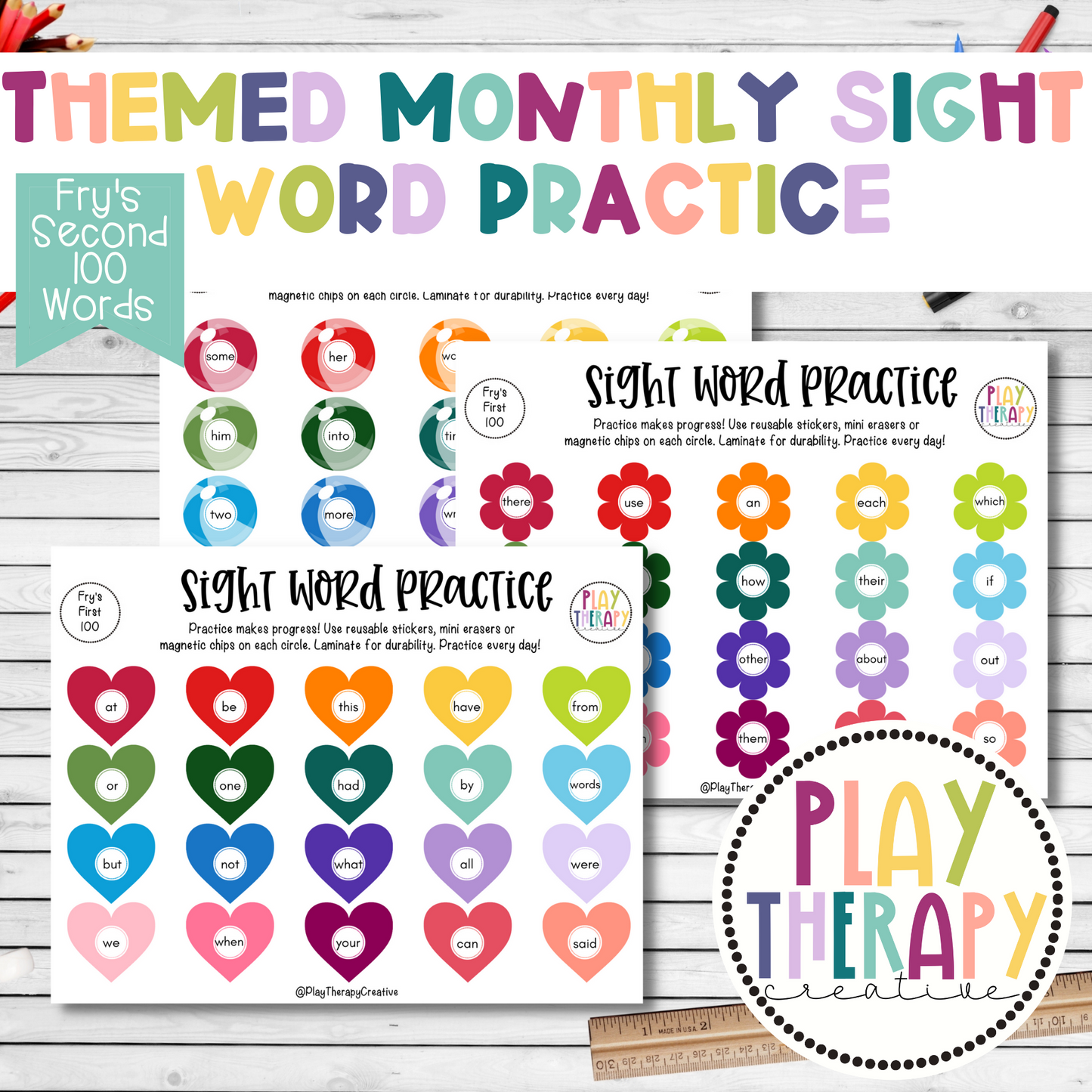 Themed Monthly Sight Word Practice / Fry’s Second 100 Sight Words