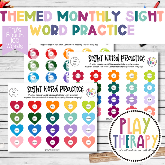 Themed Monthly Sight Word Practice / Fry’s Fourth 100 Sight Words