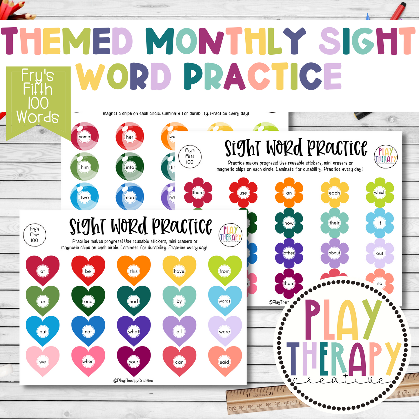 Themed Monthly Sight Word Practice / Fry’s Fifth 100 Sight Words