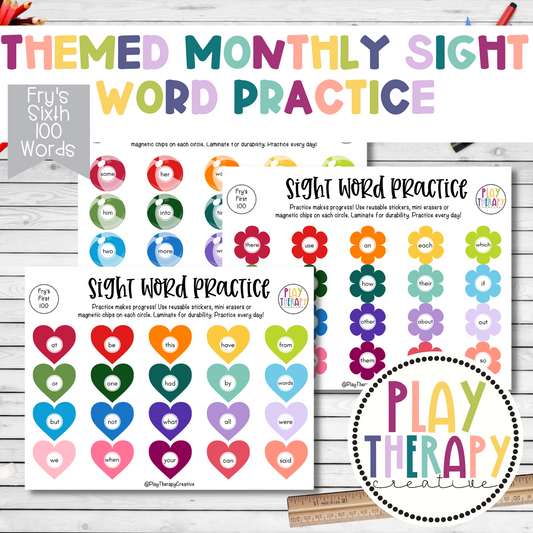 Themed Monthly Sight Word Practice / Fry’s Sixth 100 Sight Words