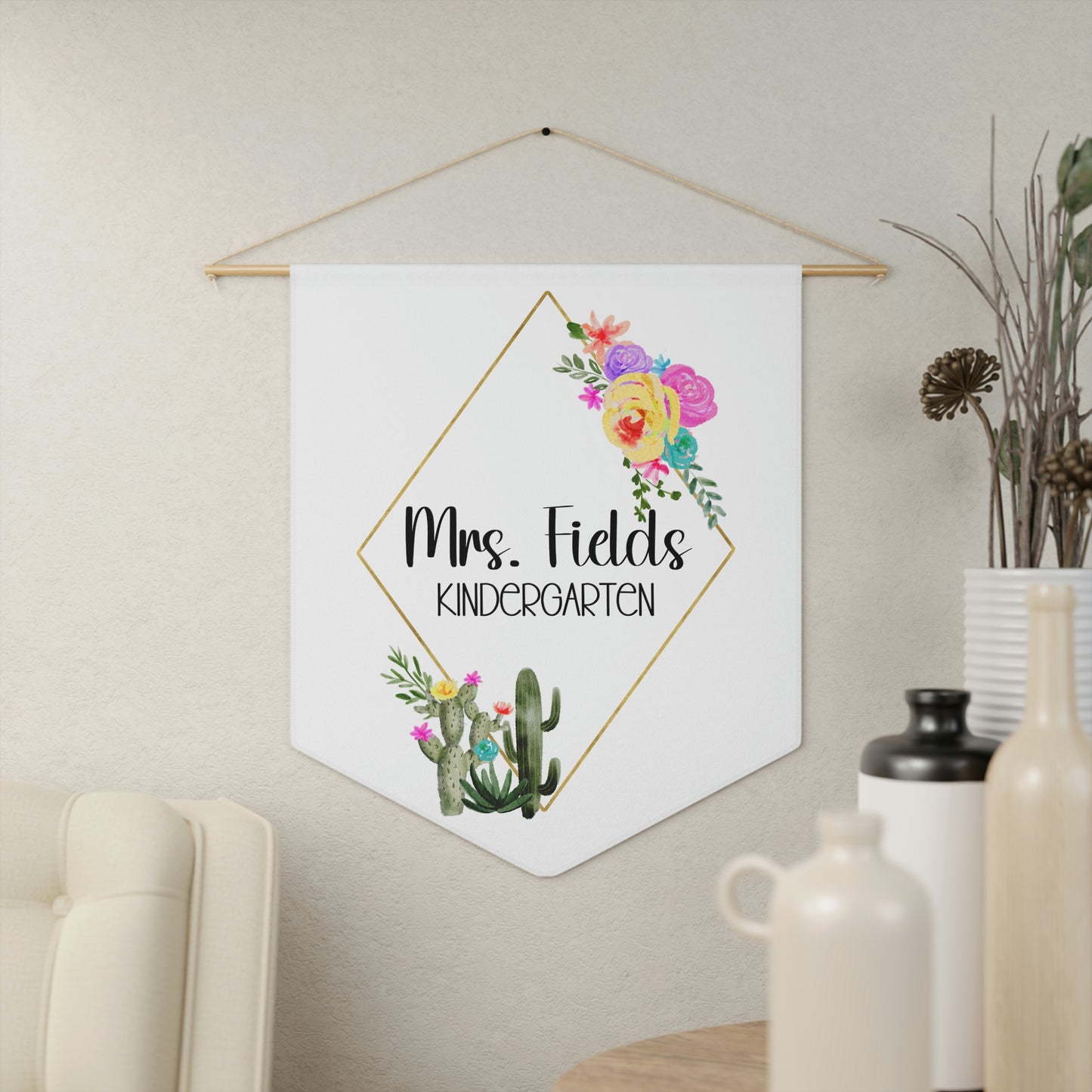 Custom Cactus Pennant (18 x 21 in)