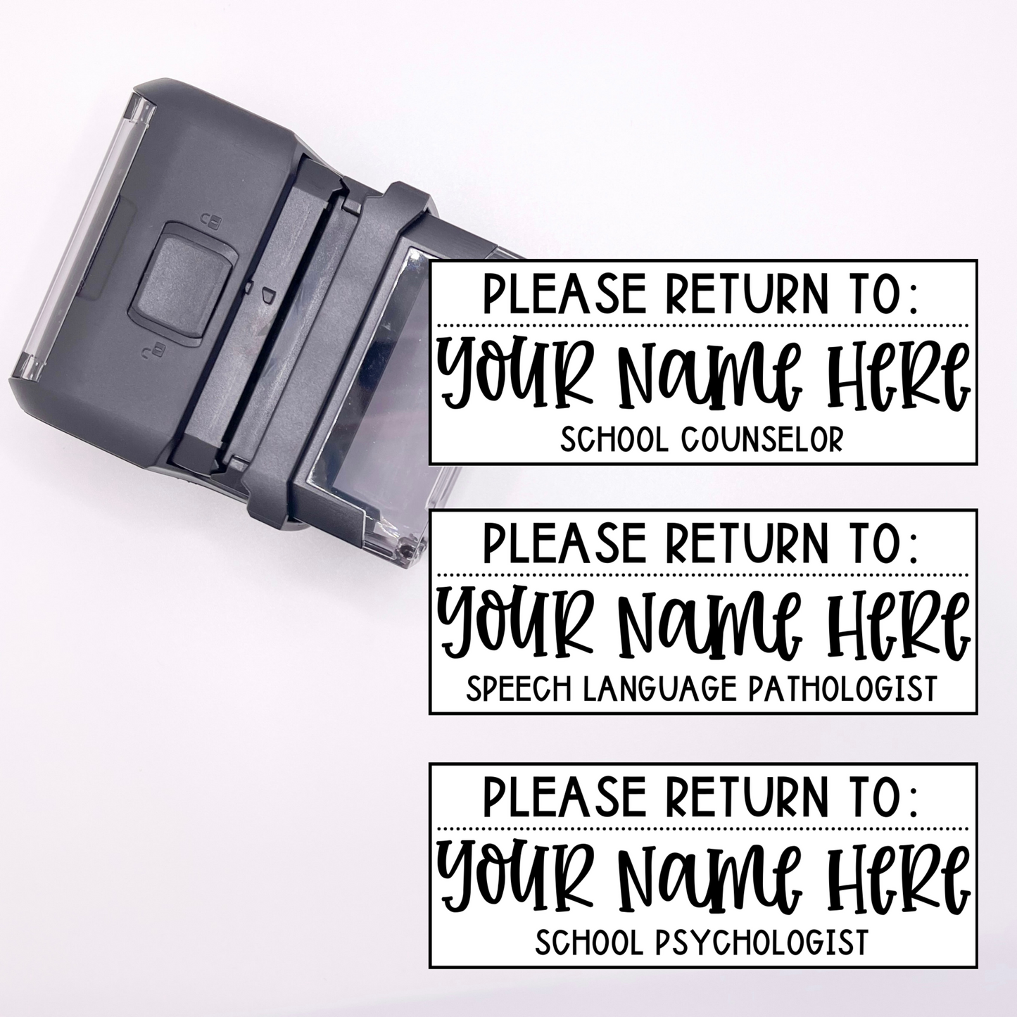 Custom "Please Return To" Name & Title Self-Inking Stamp (ENGLISH VERSION)