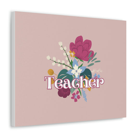 Floral Teacher Canvas Print (20 x 16 in)