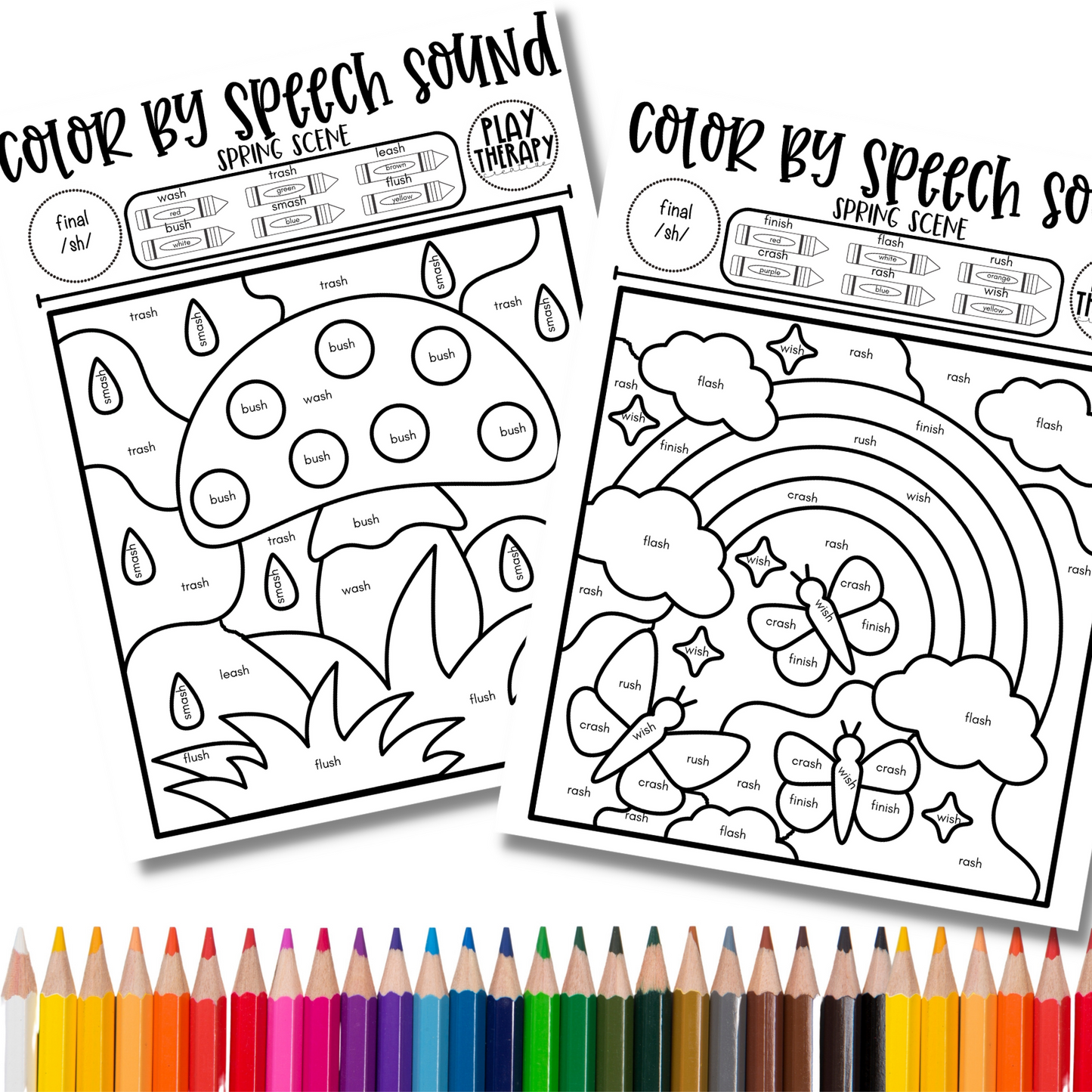 /sh/ Sound Spring Themed Color-by-Speech-Sounds for Speech Therapy