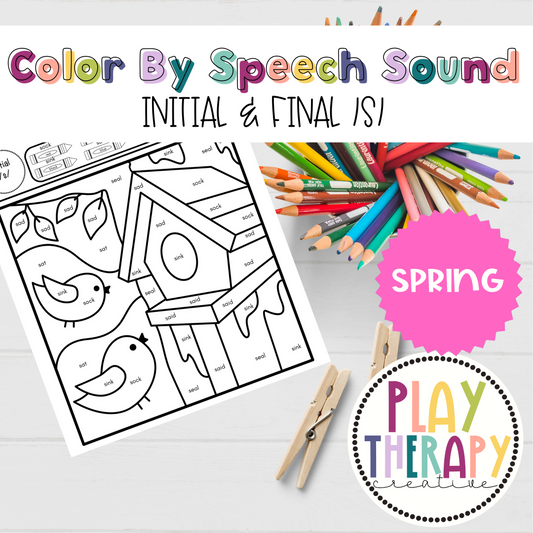 /s/ Sound Spring Themed Color-by-Speech-Sounds for Speech Therapy