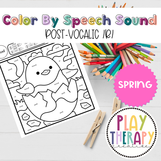 Post-Vocalic /r/ Sound Spring Themed Color-by-Speech-Sounds for Speech Therapy
