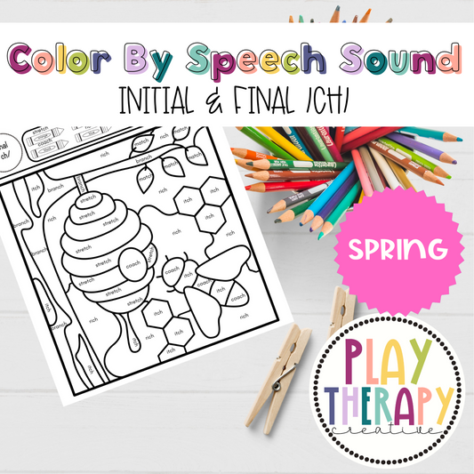 /ch/ Sound Spring Themed Color-by-Speech-Sounds for Speech Therapy