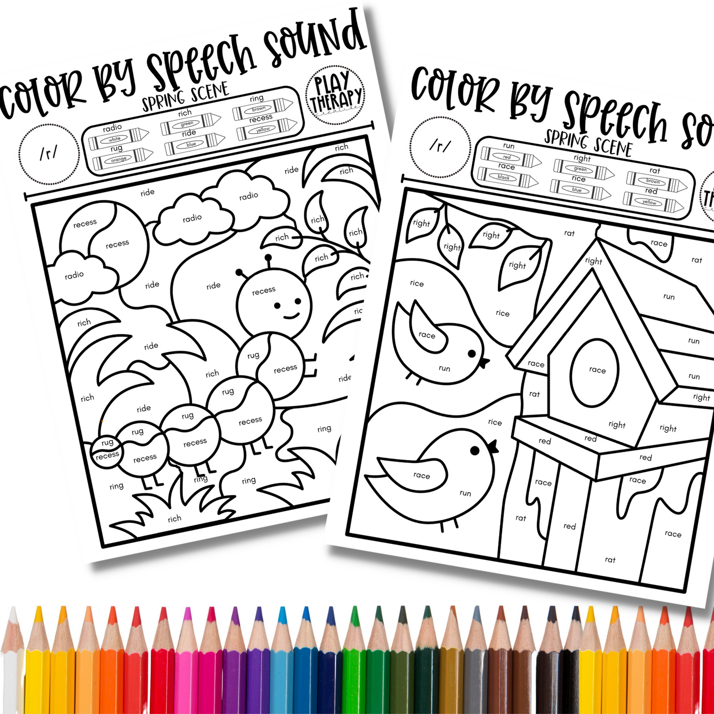 Pre-Vocalic /r/ Sound Spring Themed Color-by-Speech-Sounds for Speech Therapy