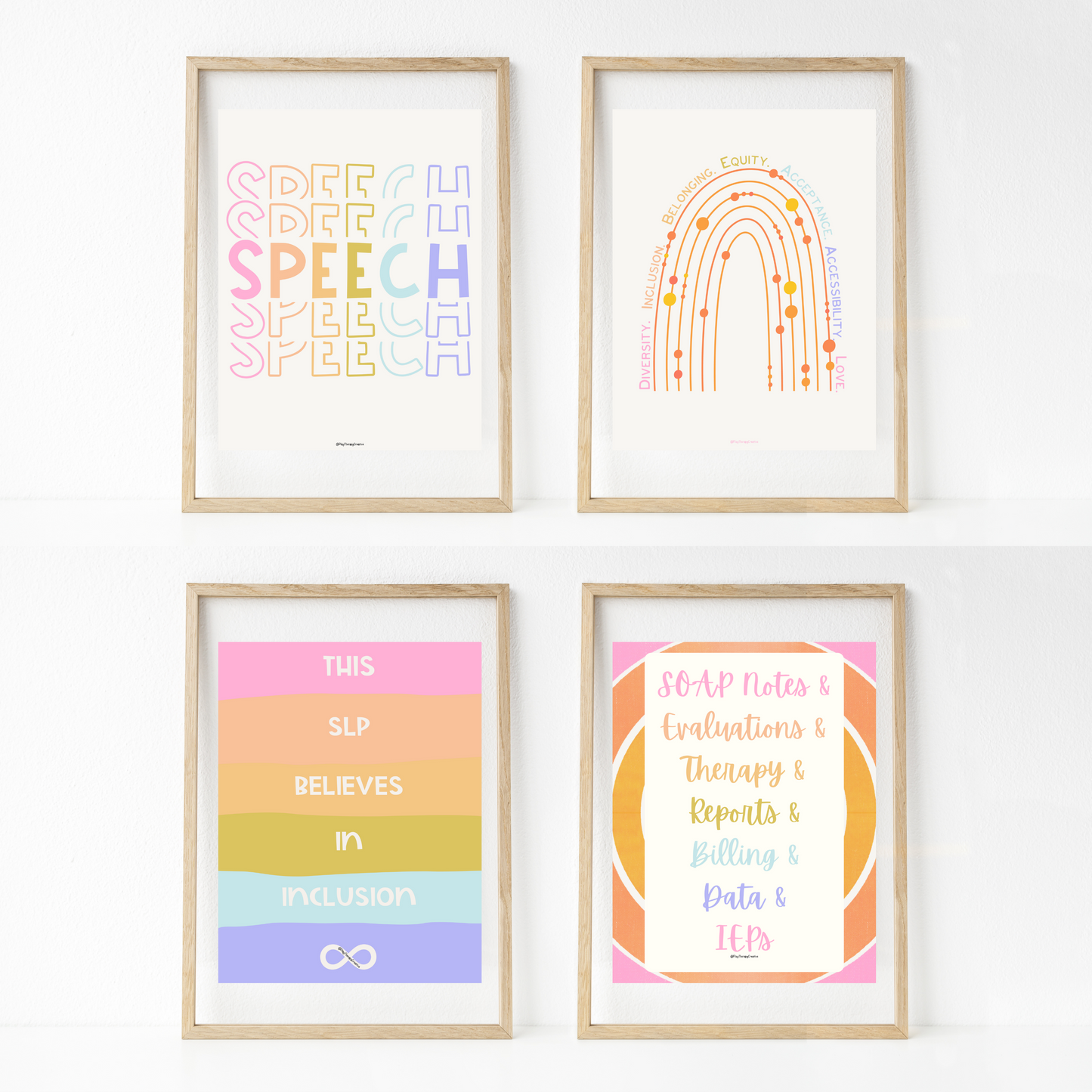 Bright Rainbow Speech Room Wall Art- Set of 20