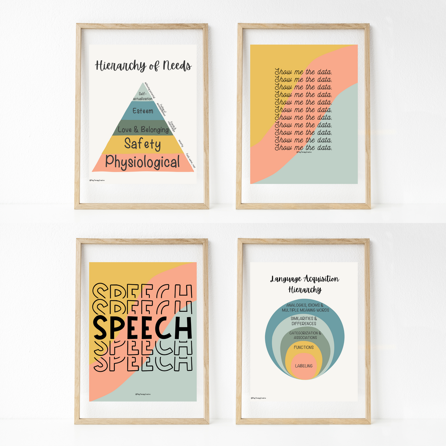 Muted Tones Speech Room Wall Art- Set of 20