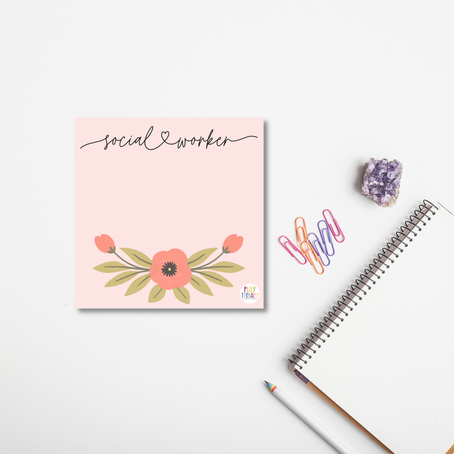Social Worker Floral Sticky Notes