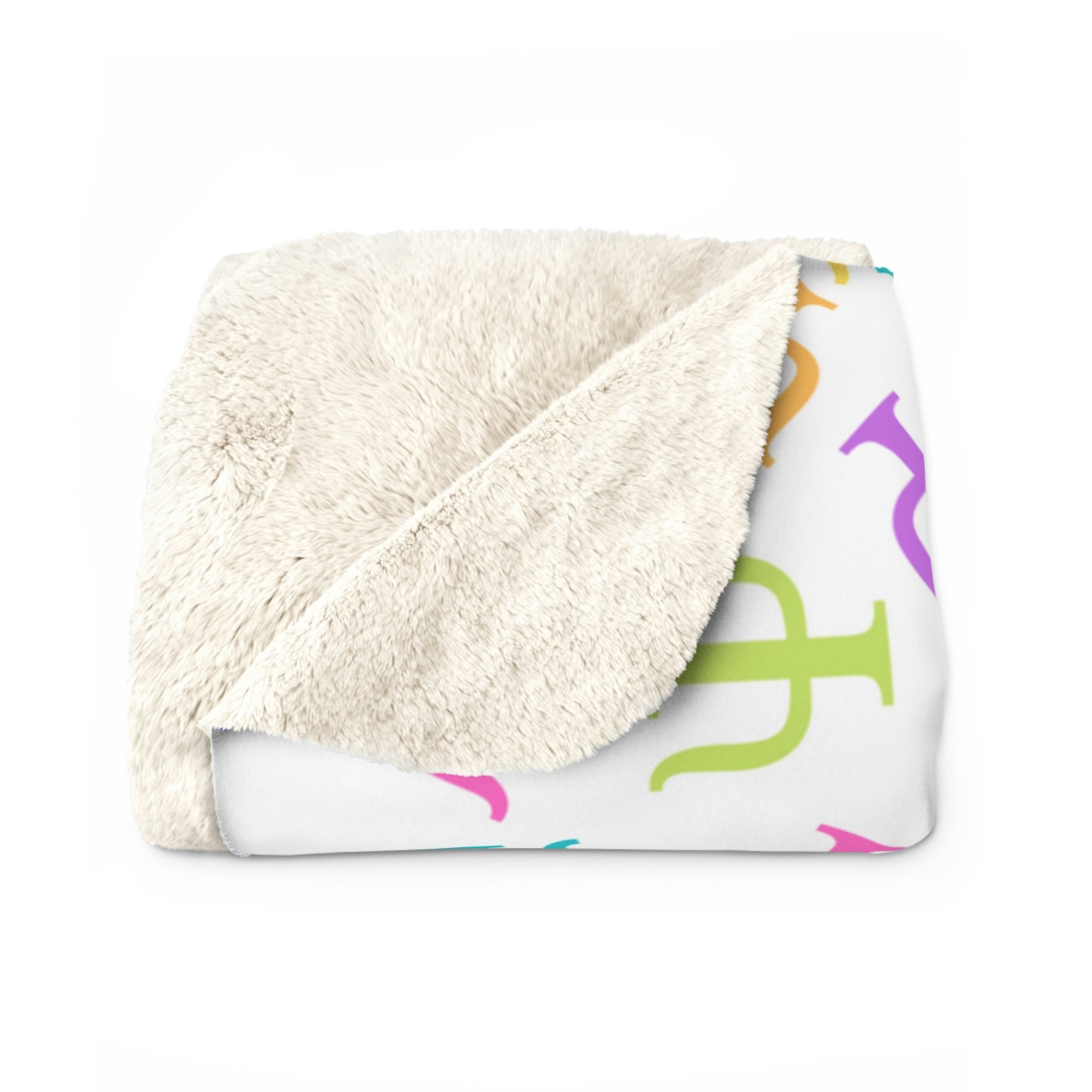 Bright Rainbow on White Psych Symbol Sherpa Blanket