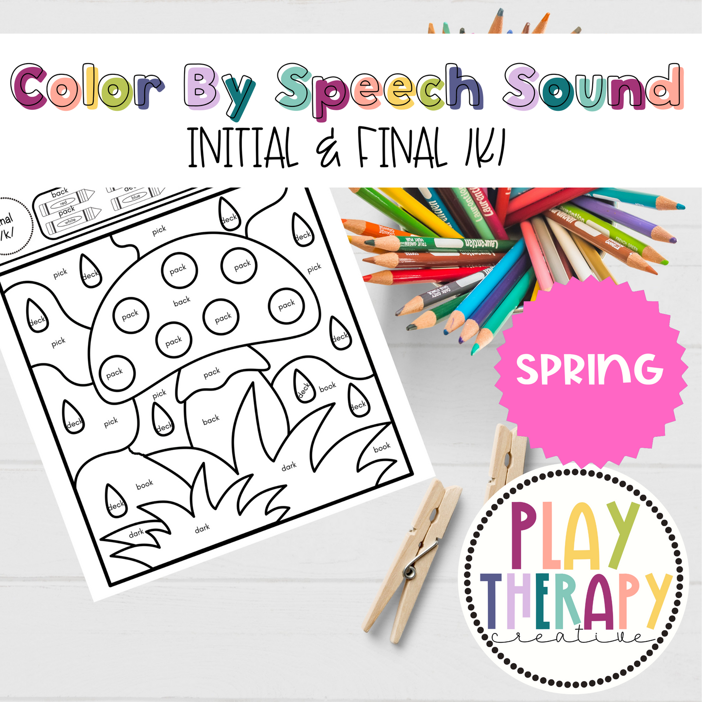 /k/ Sound Spring Themed Color-by-Speech-Sounds for Speech Therapy