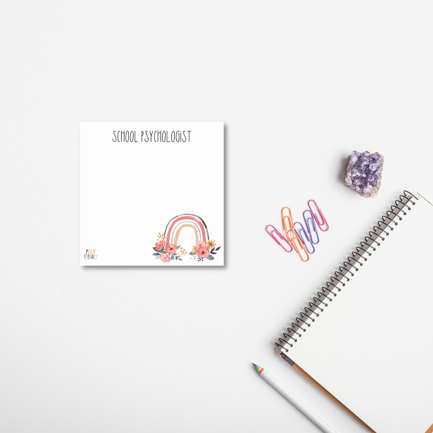 School Psychologist Floral Rainbow Sticky Notes