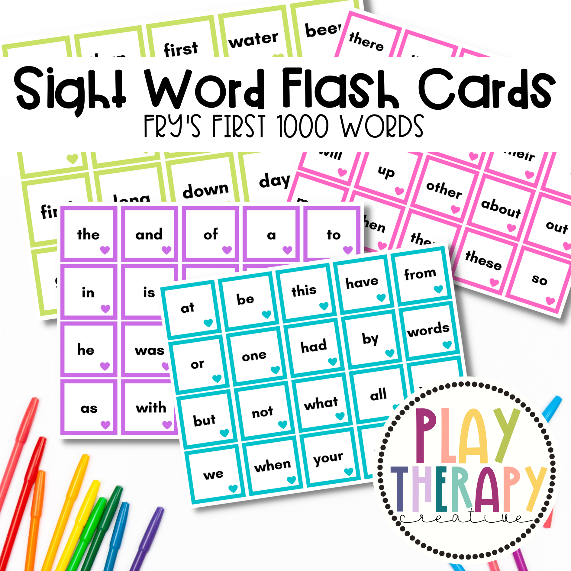 Sight Word Flash Cards Fry's First 1000 Sight Words Play Therapy Creative Sight Word Flash Cards Fry's First 1000 Sight Words Play Therapy Creative