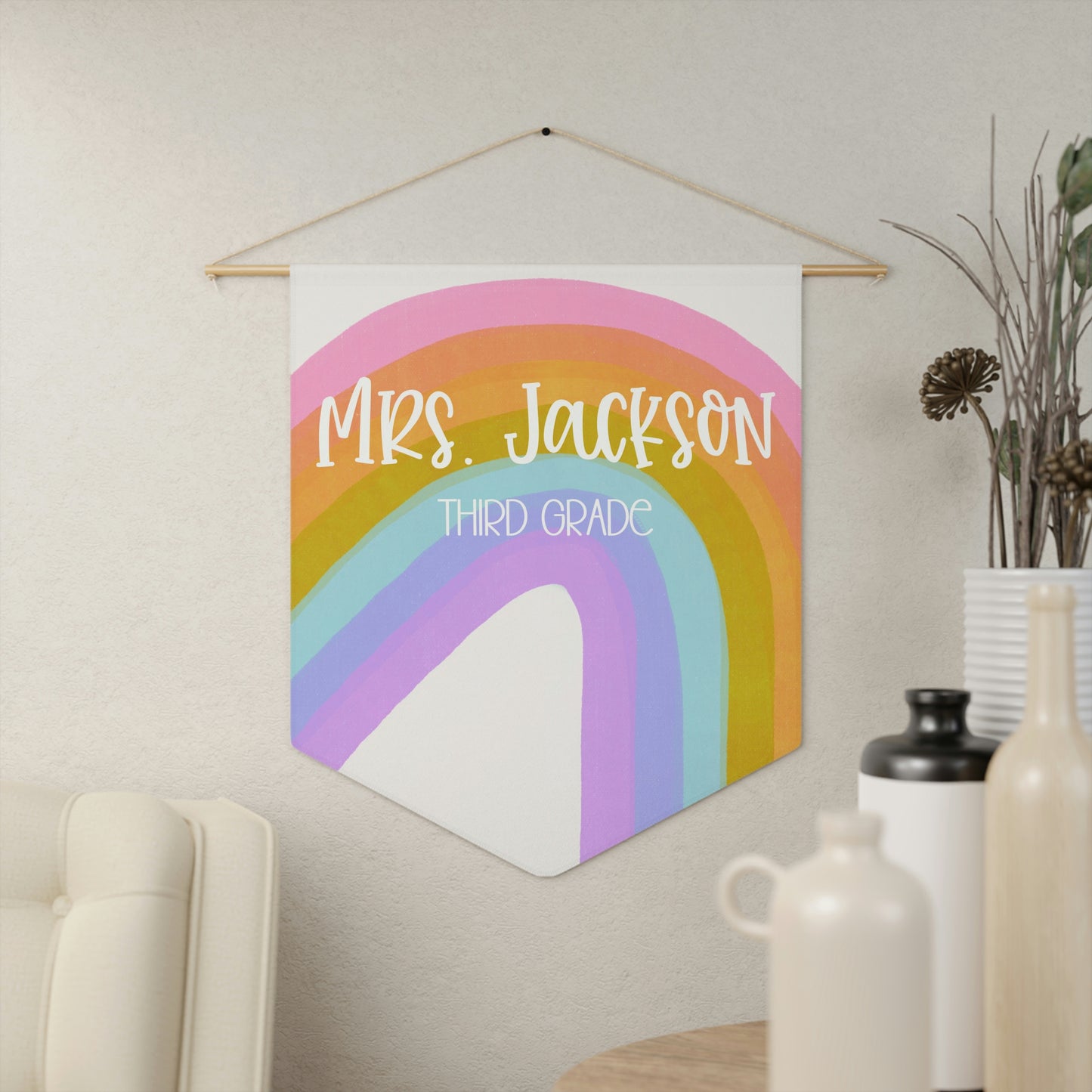 Custom Bright Rainbow Pennant (18 x 21 in)