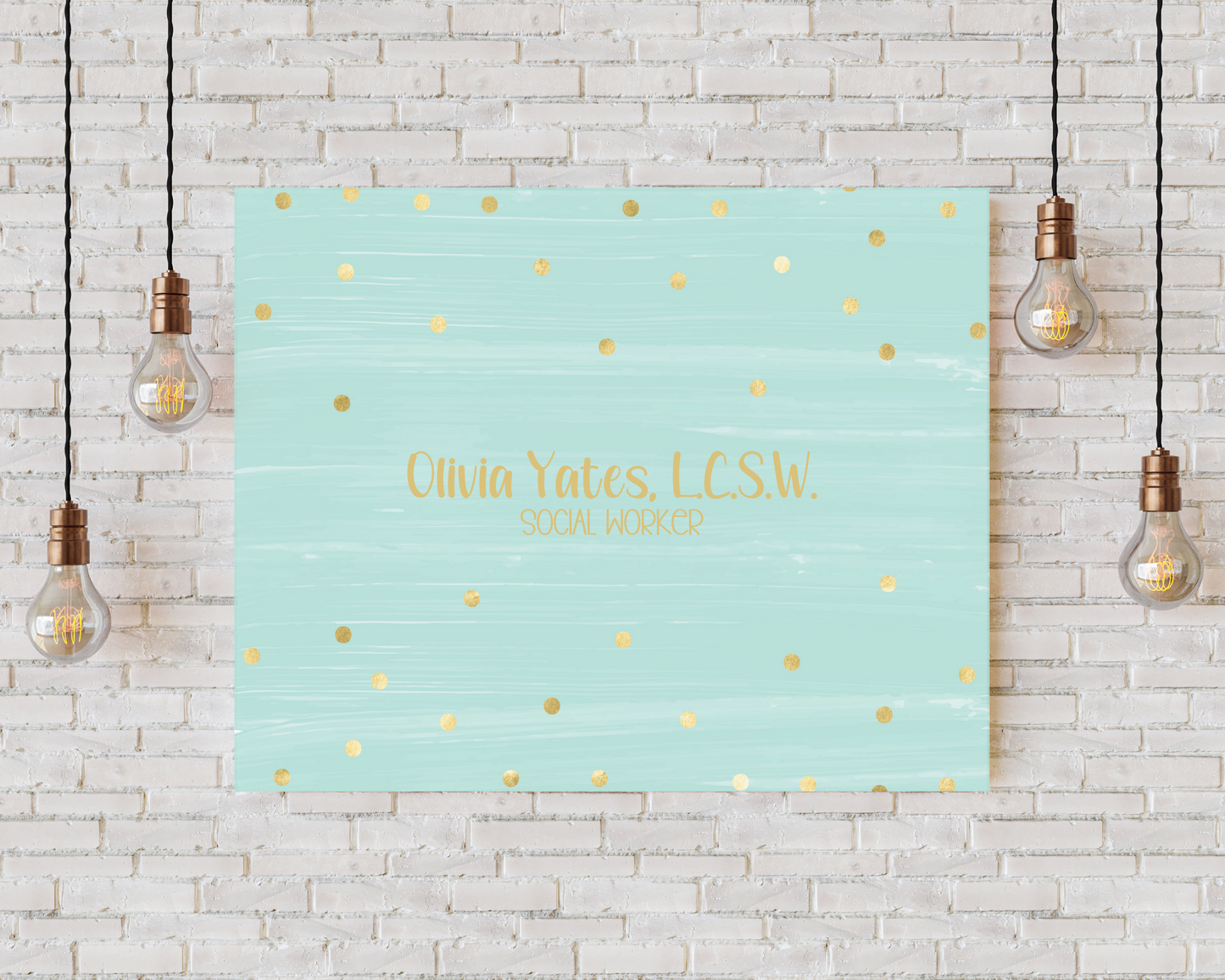 Teal + Gold Custom Canvas (18 x 12 in)