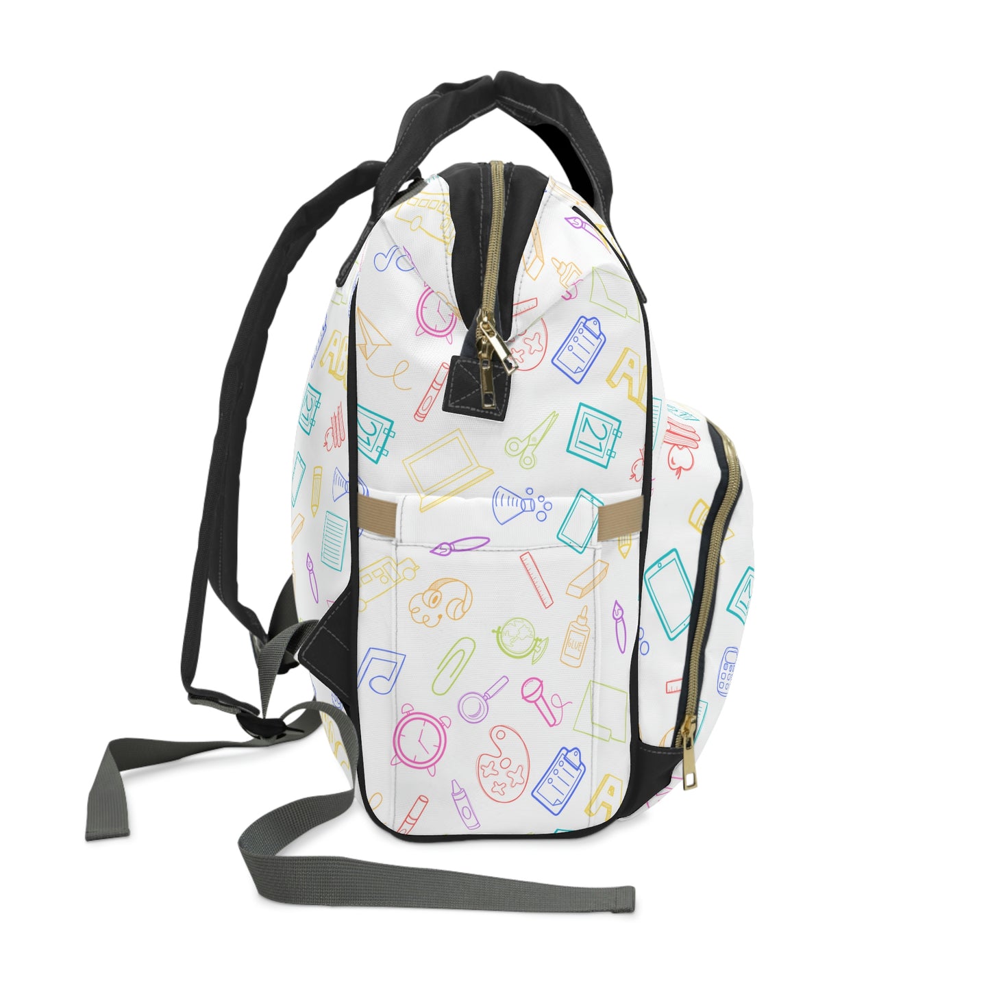 Bright Rainbow on White Elementary Doodles Backpack