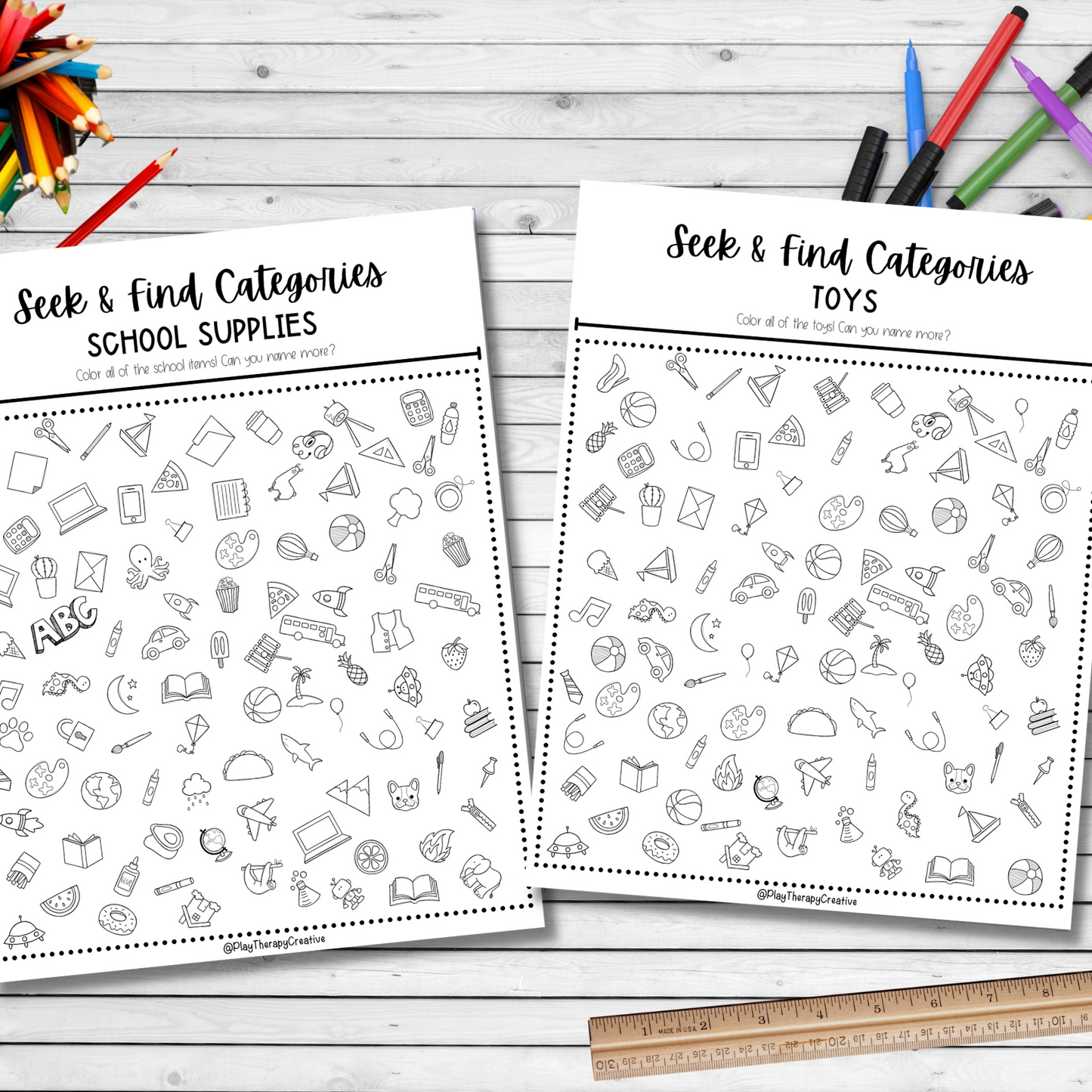 Seek & Find Categories Coloring Pages for Speech & Language Therapy