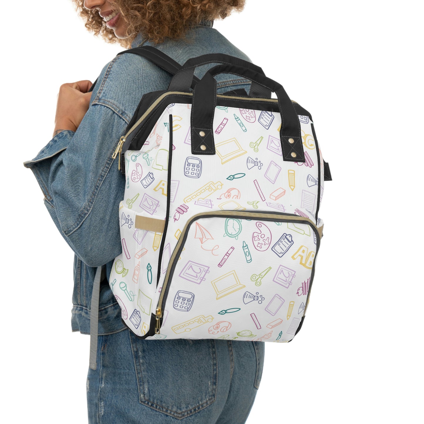 Muted Rainbow Elementary Doodles Backpack