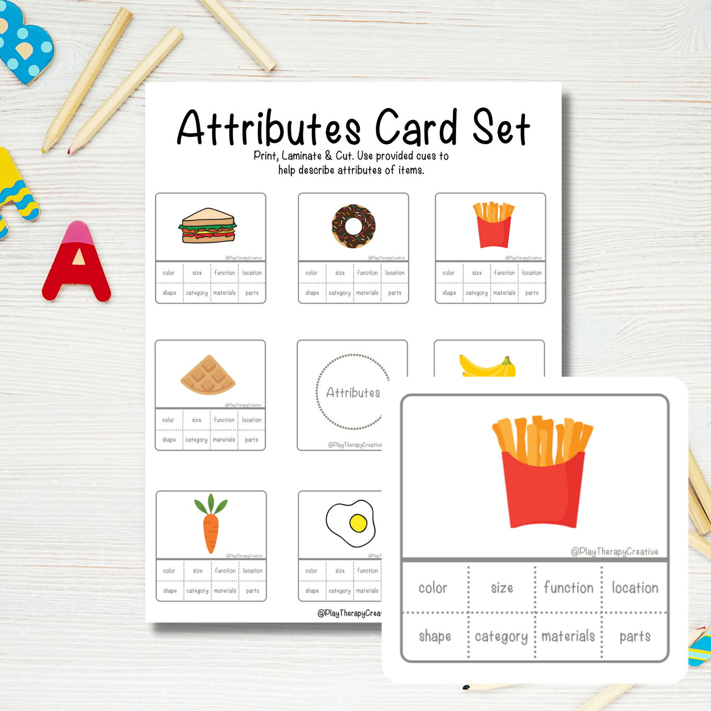 Attributes Cue Card Sets for Speech & Language Therapy