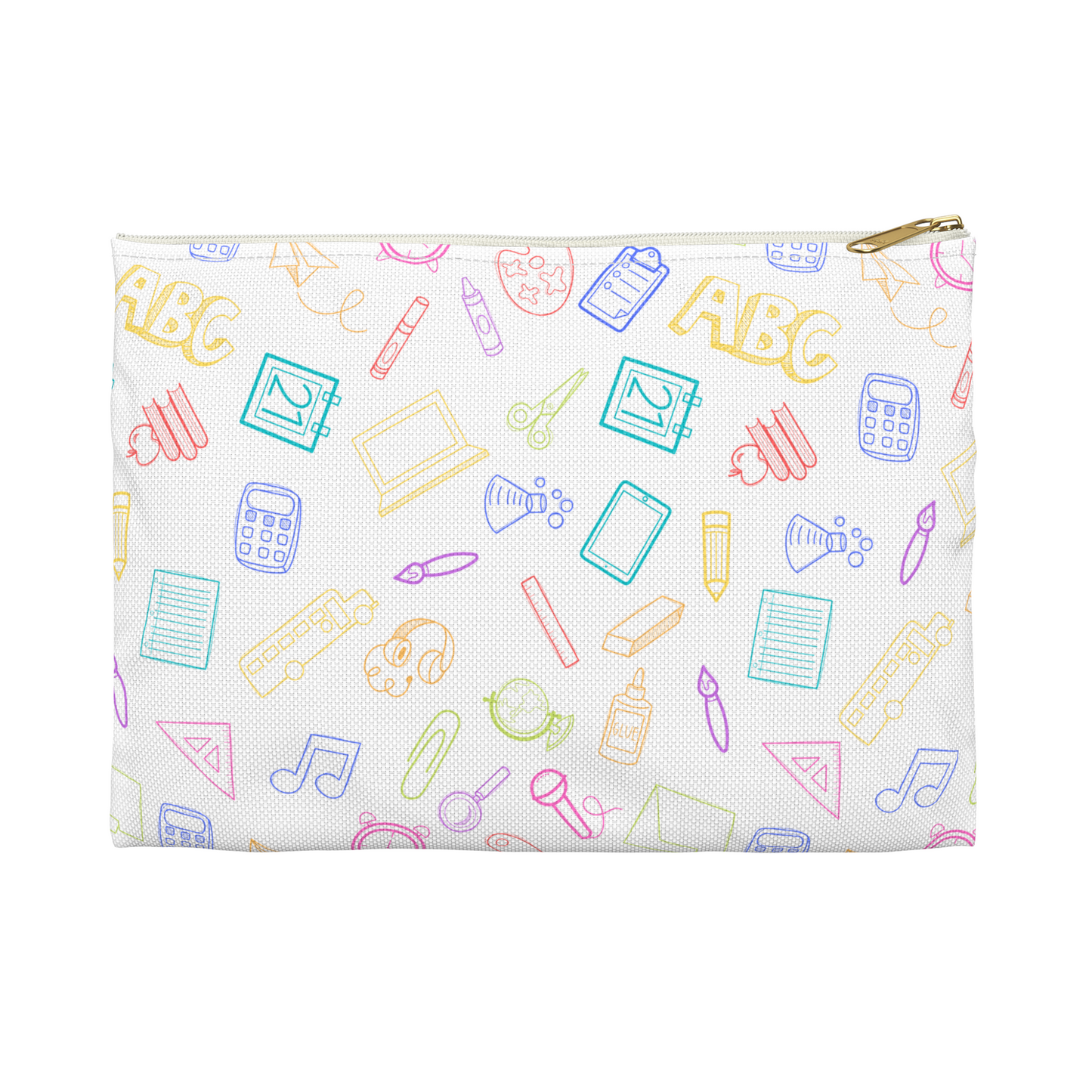 Customizable Rainbow Elementary Doodles Pencil Pouch