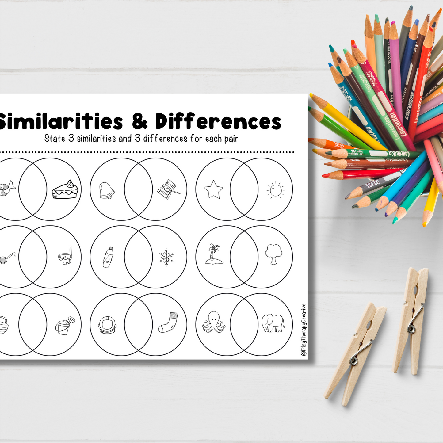 Similarities & Differences / Compare & Contrast Worksheet for Speech & Language