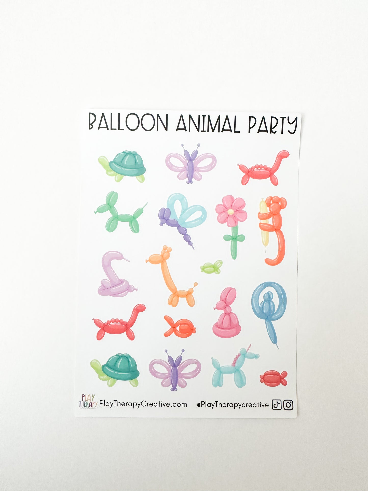 Balloon Animal Party Sticker Sheet