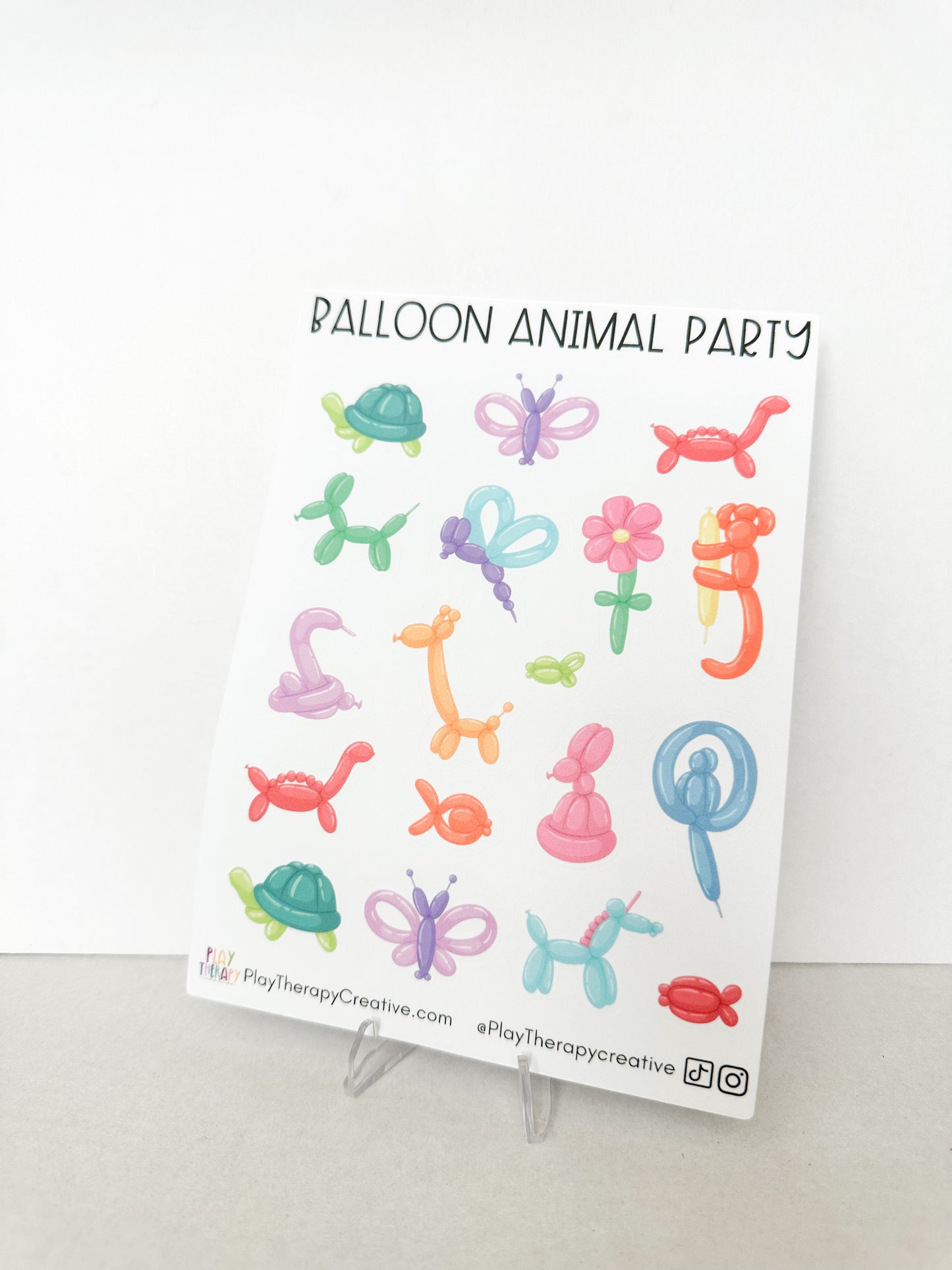 Balloon Animal Party Sticker Sheet