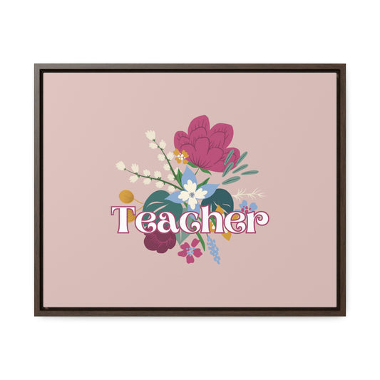 Floral Teacher Framed Canvas (20 x 16 in)