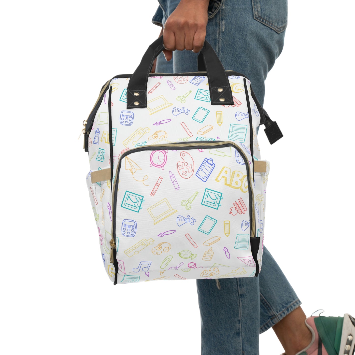 Bright Rainbow on White Elementary Doodles Backpack