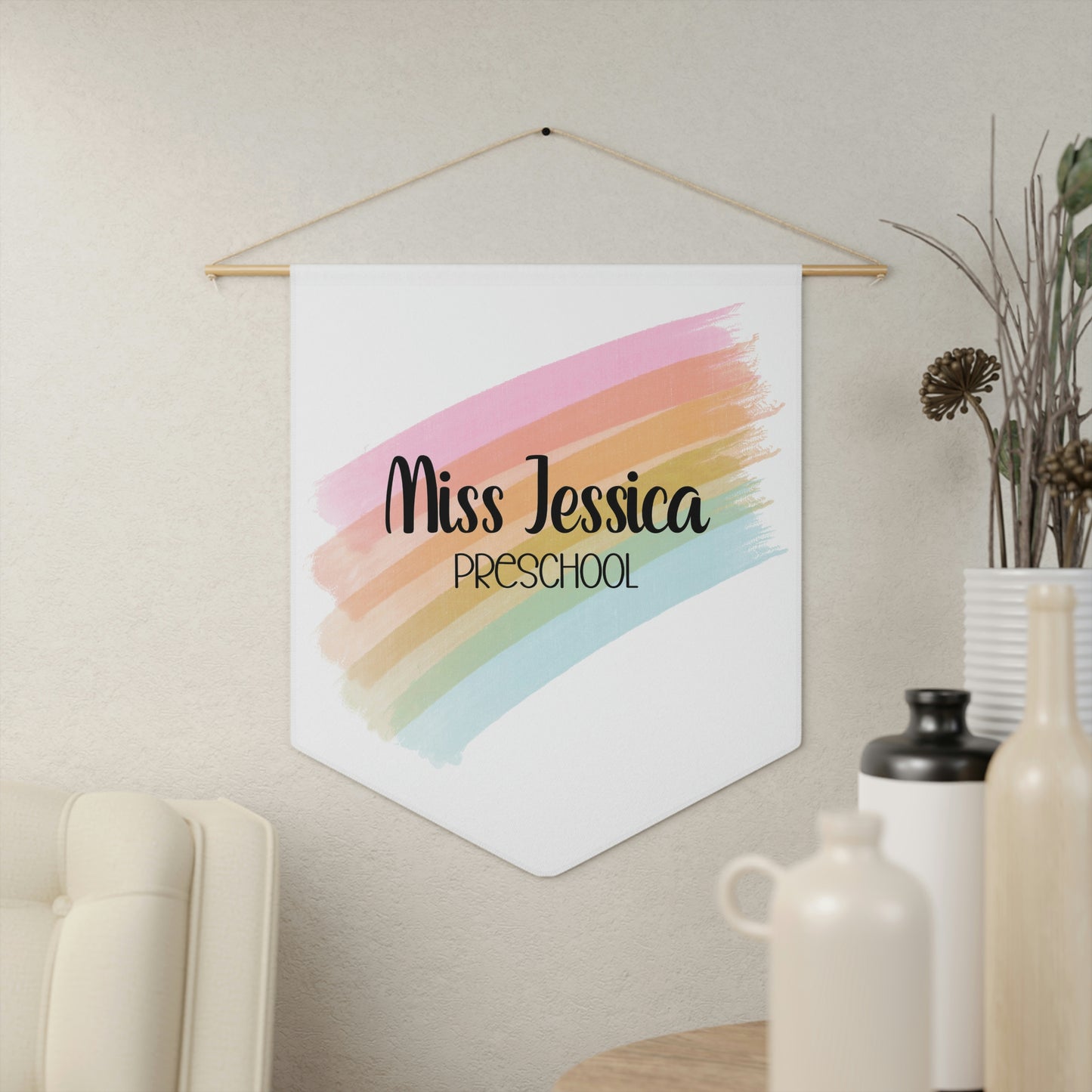 Custom Bright Rainbow Pennant (18 x 21 in)