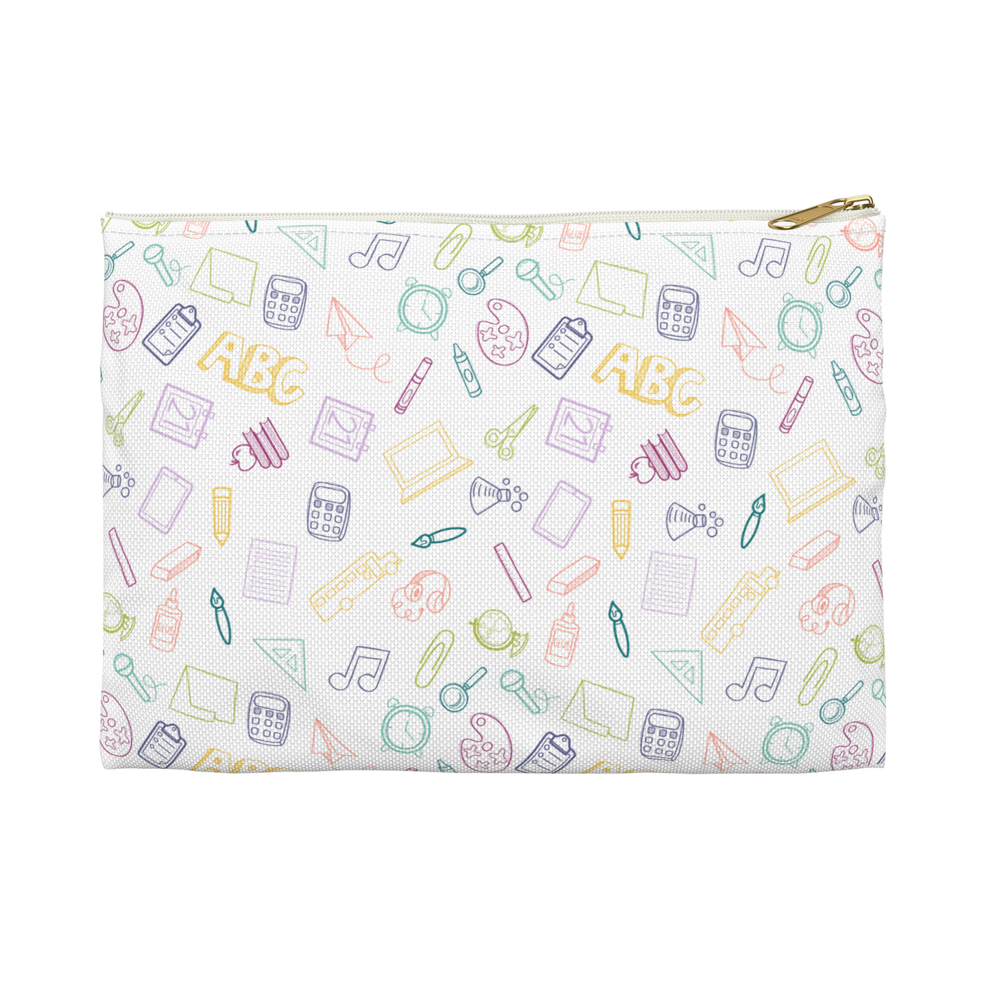 Customizable Rainbow Elementary Doodles Pencil Pouch