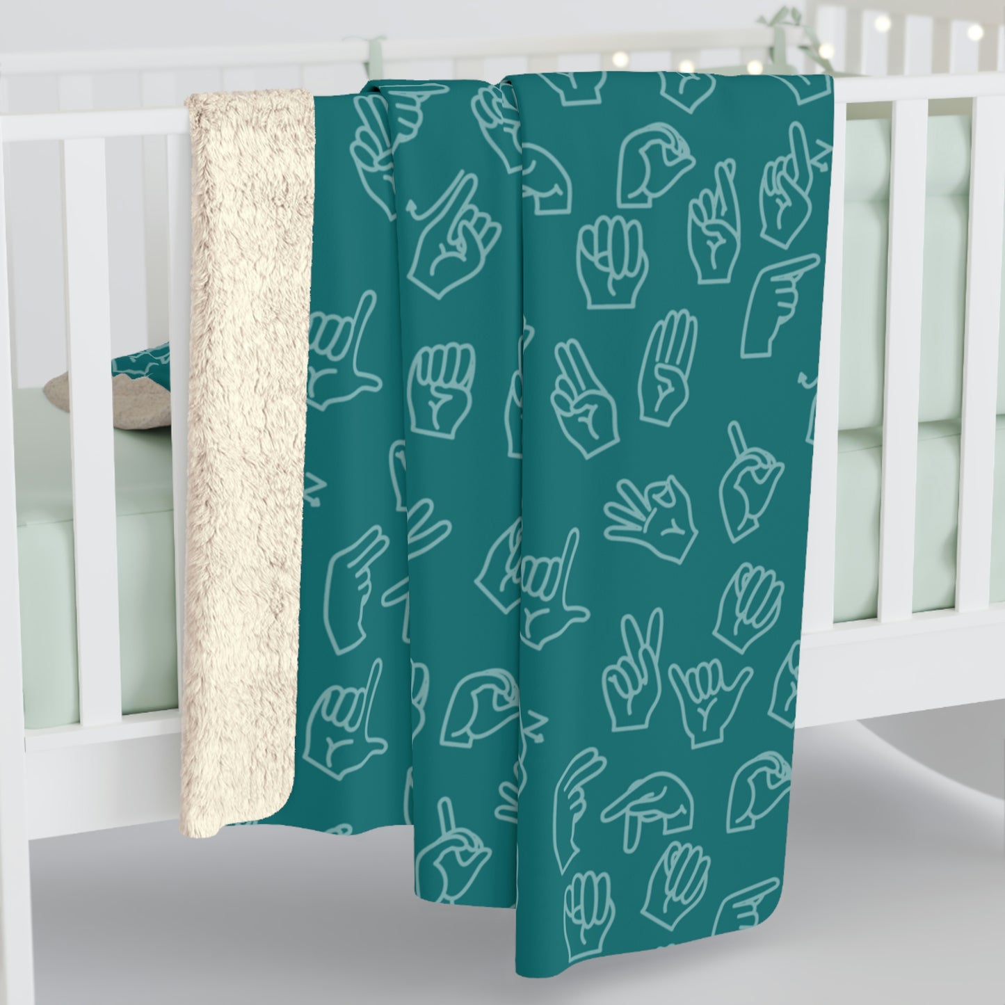 Teal ASL Sherpa Blanket