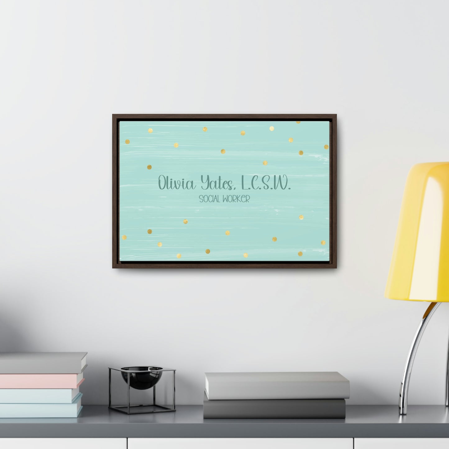 Teal + Gold Custom Framed Canvas (18 x 12 in)