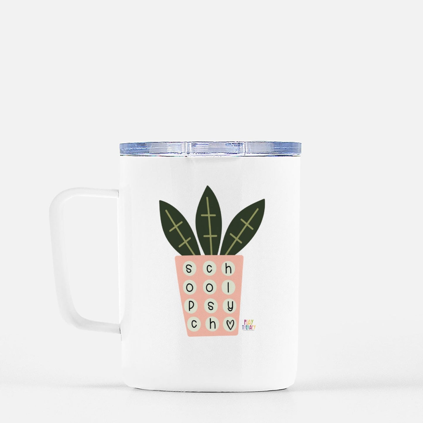 School Psych Love Plant Travel Mug w/ Lid 10 oz.