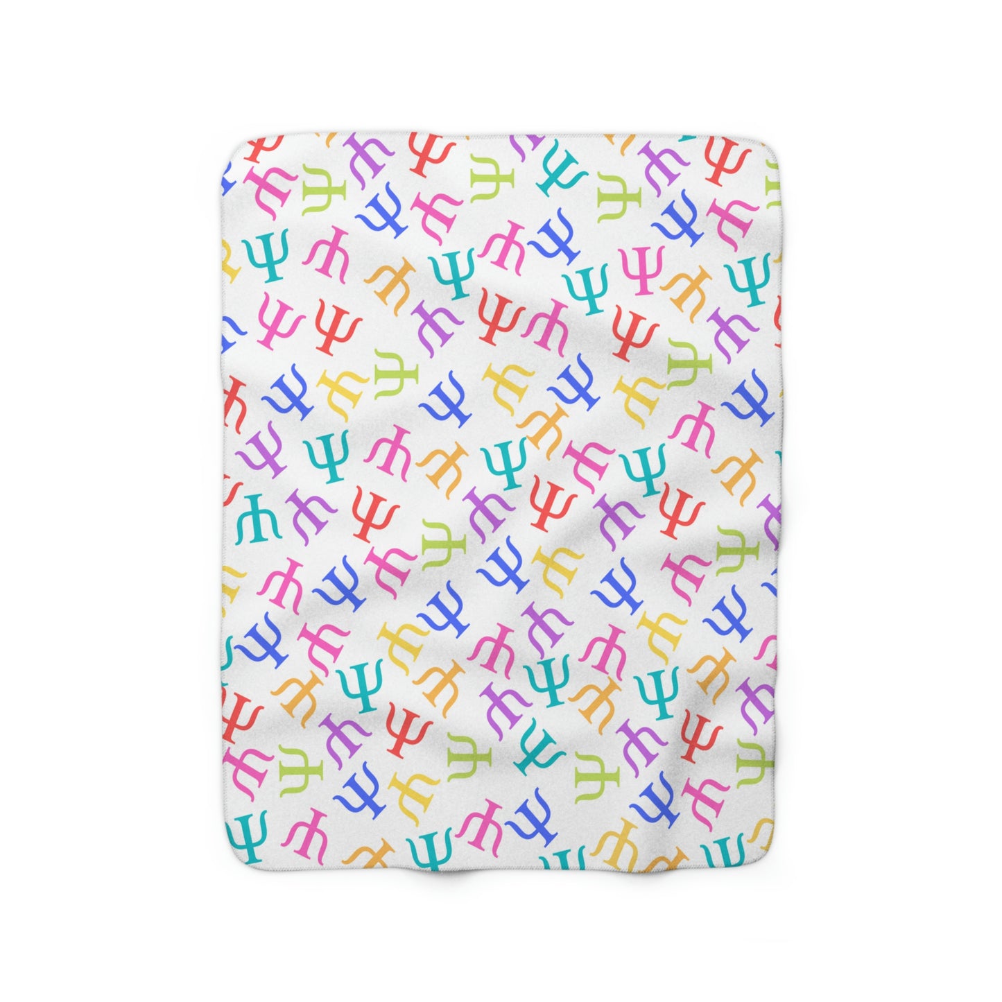 Bright Rainbow on White Psych Symbol Sherpa Blanket