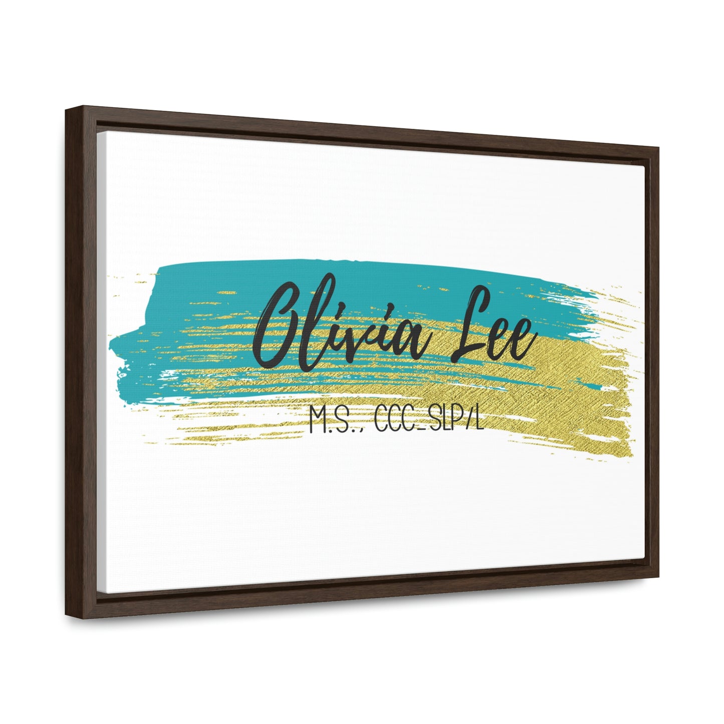 Teal + Gold Custom Framed Canvas (18 x 12 in)