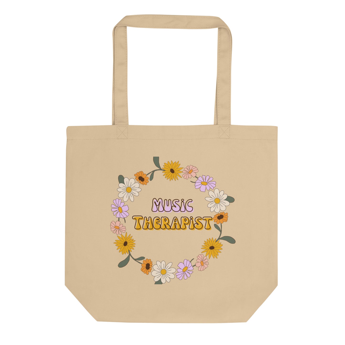 Customizable Floral Wreath Canvas Tote Bag