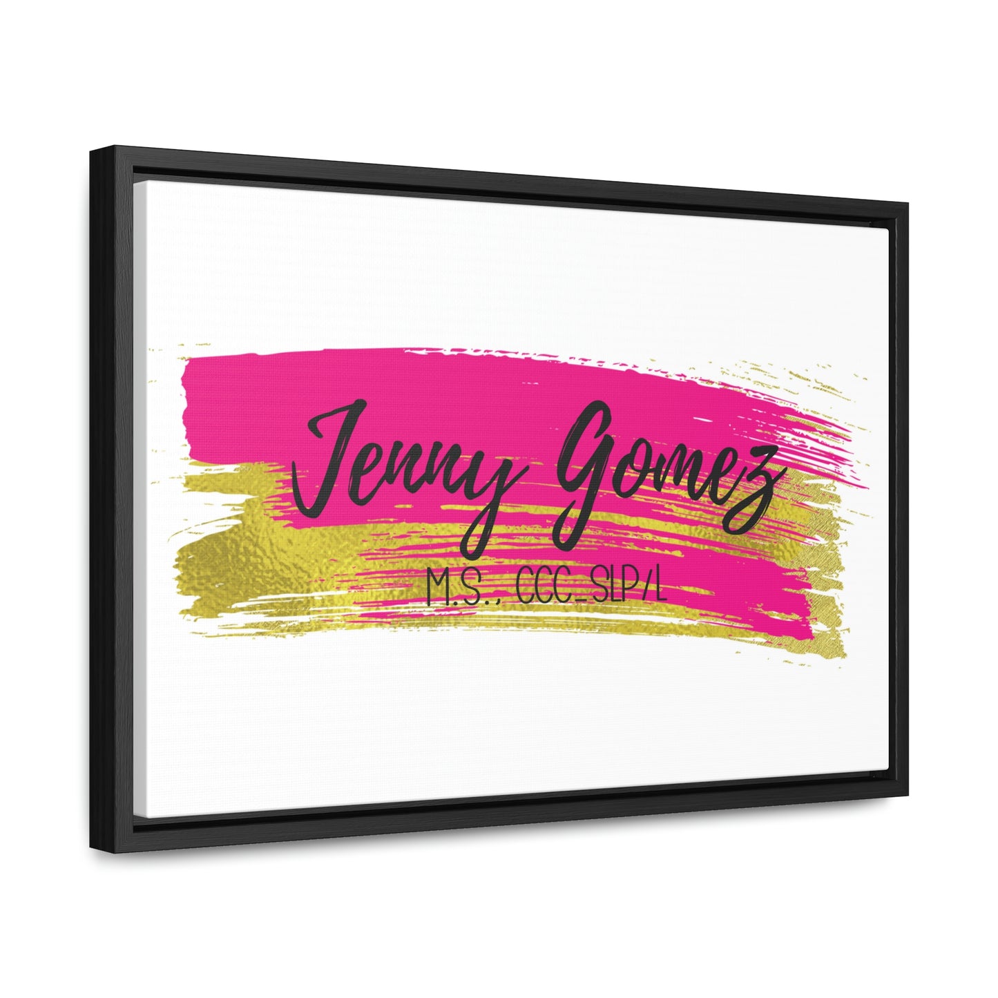 Hot Pink + Gold Custom Framed Canvas (18 x 12 in)