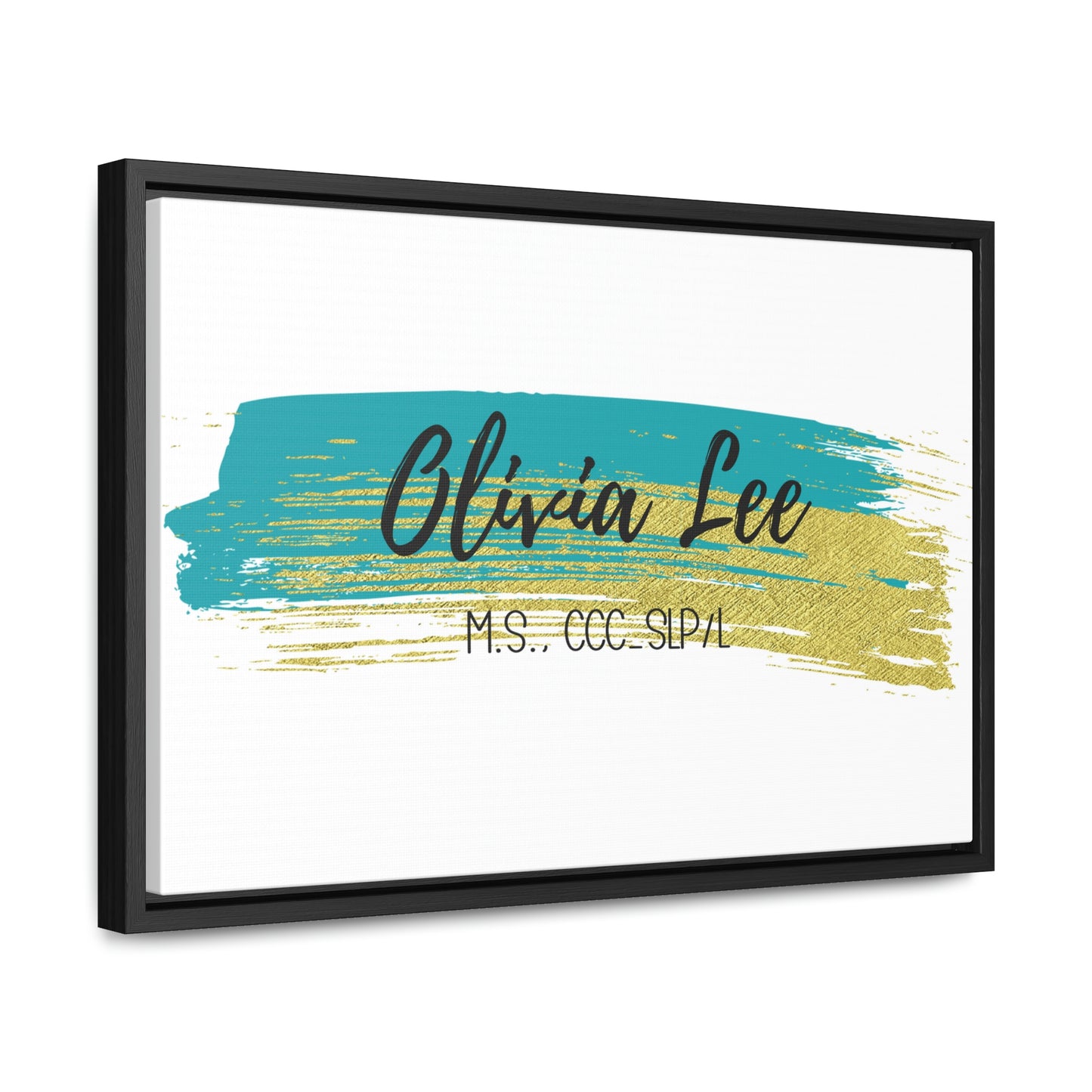 Teal + Gold Custom Framed Canvas (18 x 12 in)