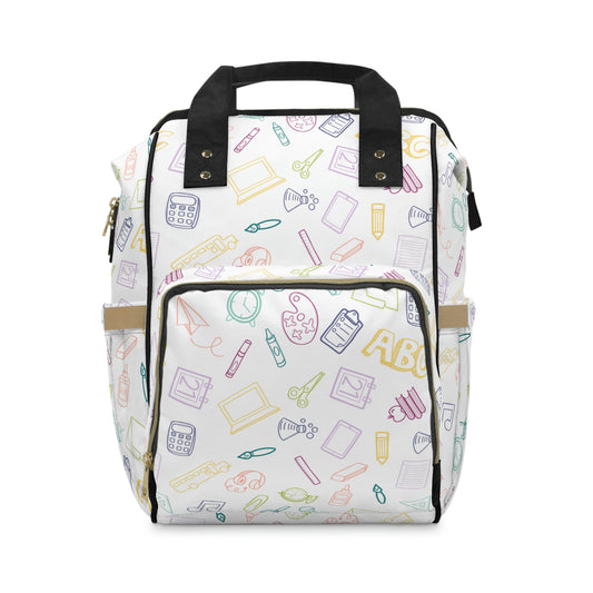 Muted Rainbow Elementary Doodles Backpack