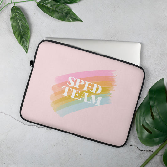 Bright Rainbow SpEd Team Laptop Sleeve