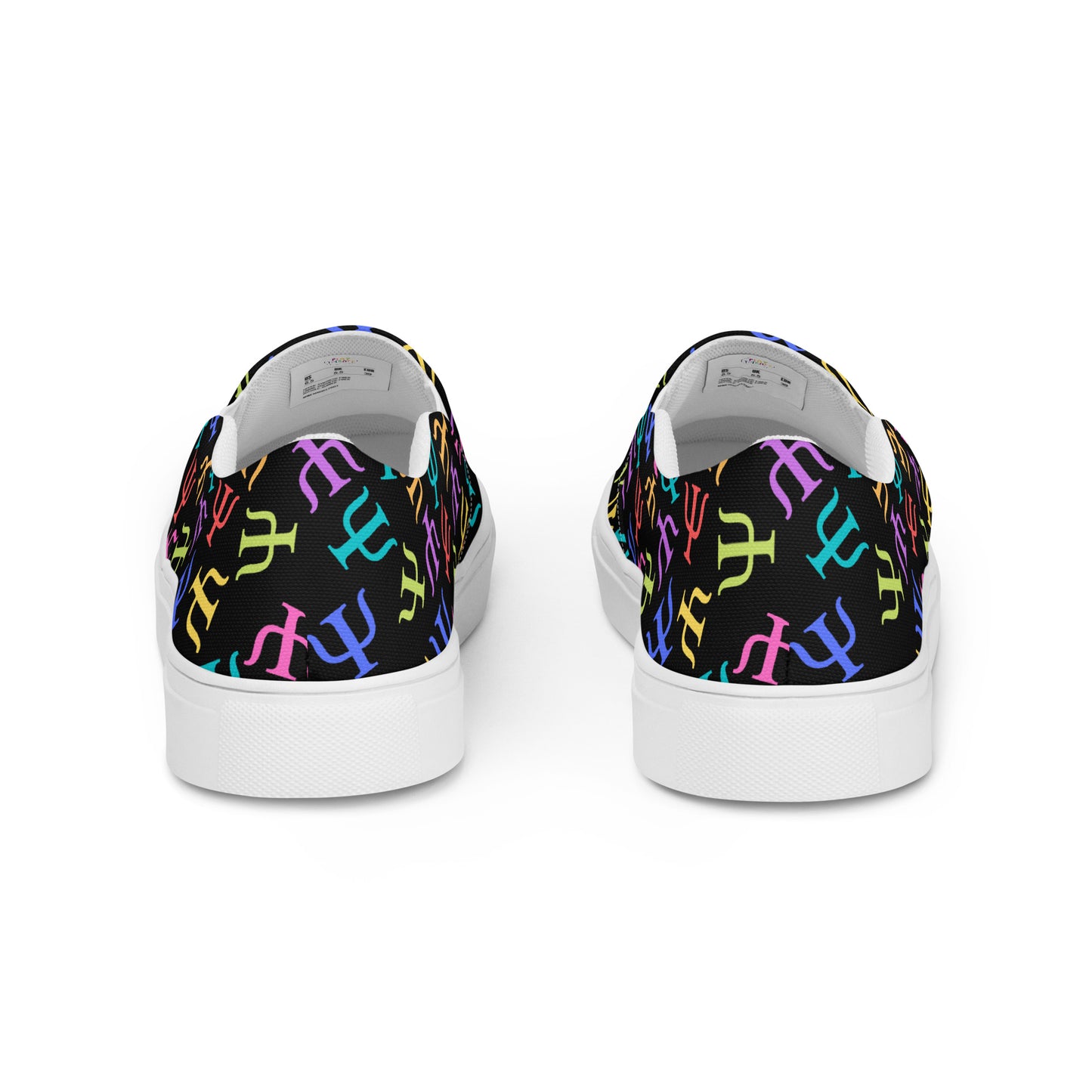 Bright Rainbow on Black Psych Symbol Slip-on Canvas Shoes (Women's Sizes)