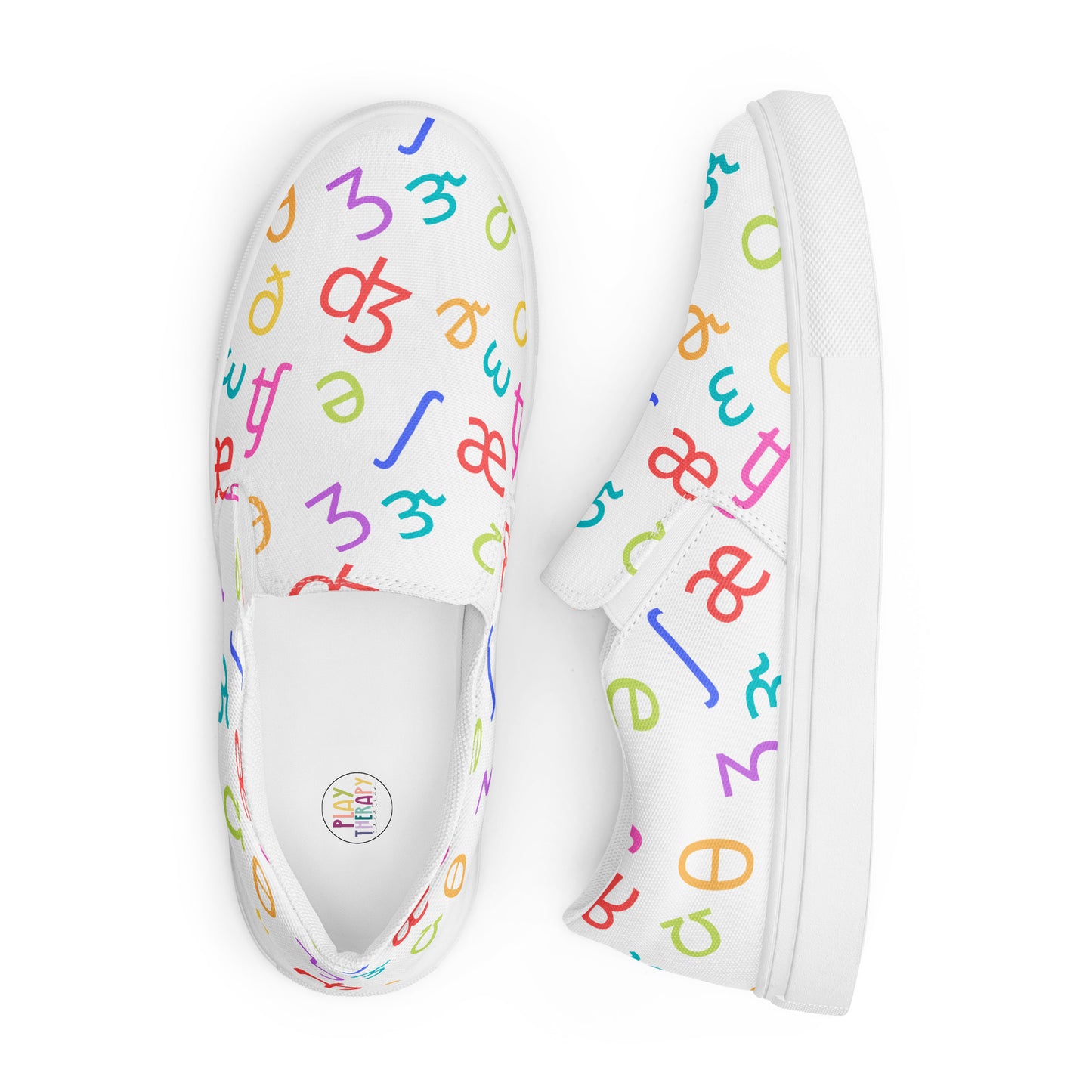 Bright Rainbow on White IPA Slip-on Canvas Shoes (Women's Sizes)