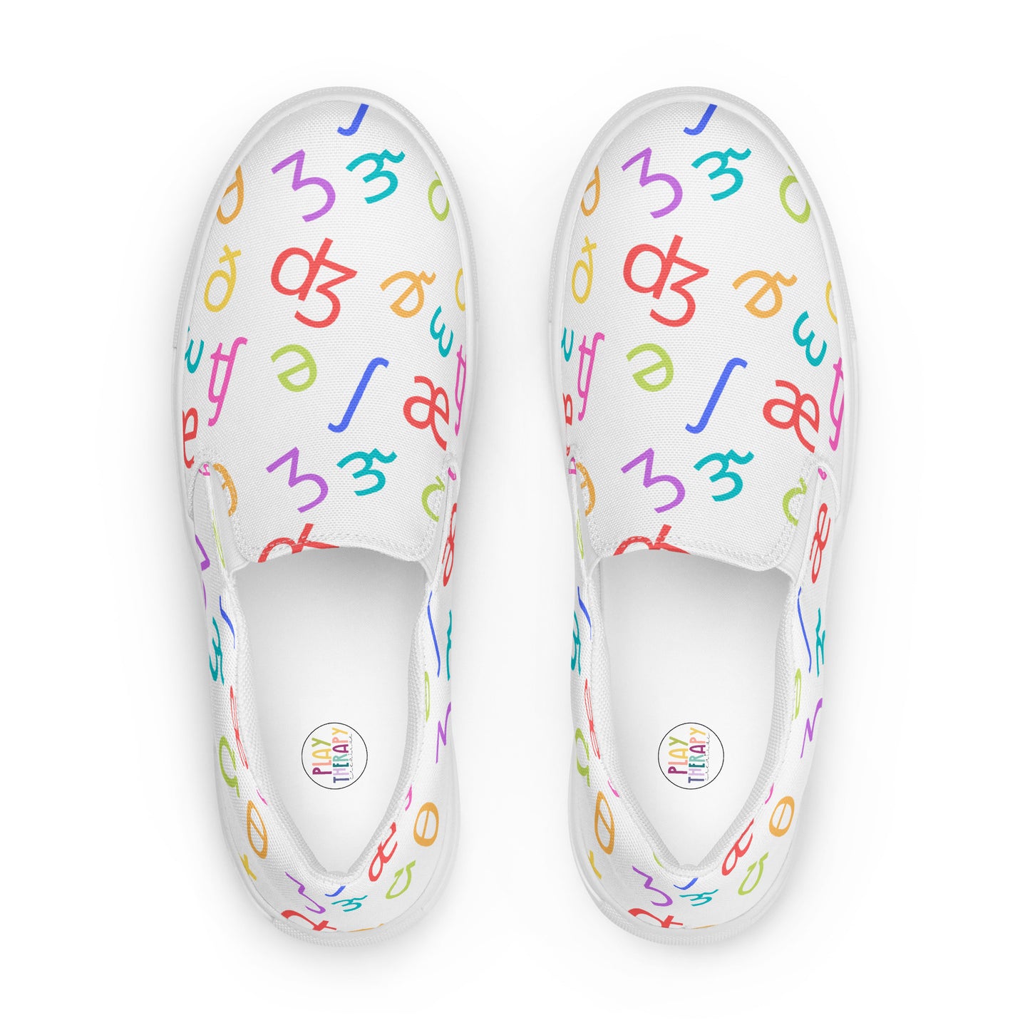 Bright Rainbow on White IPA Slip-on Canvas Shoes (Women's Sizes)