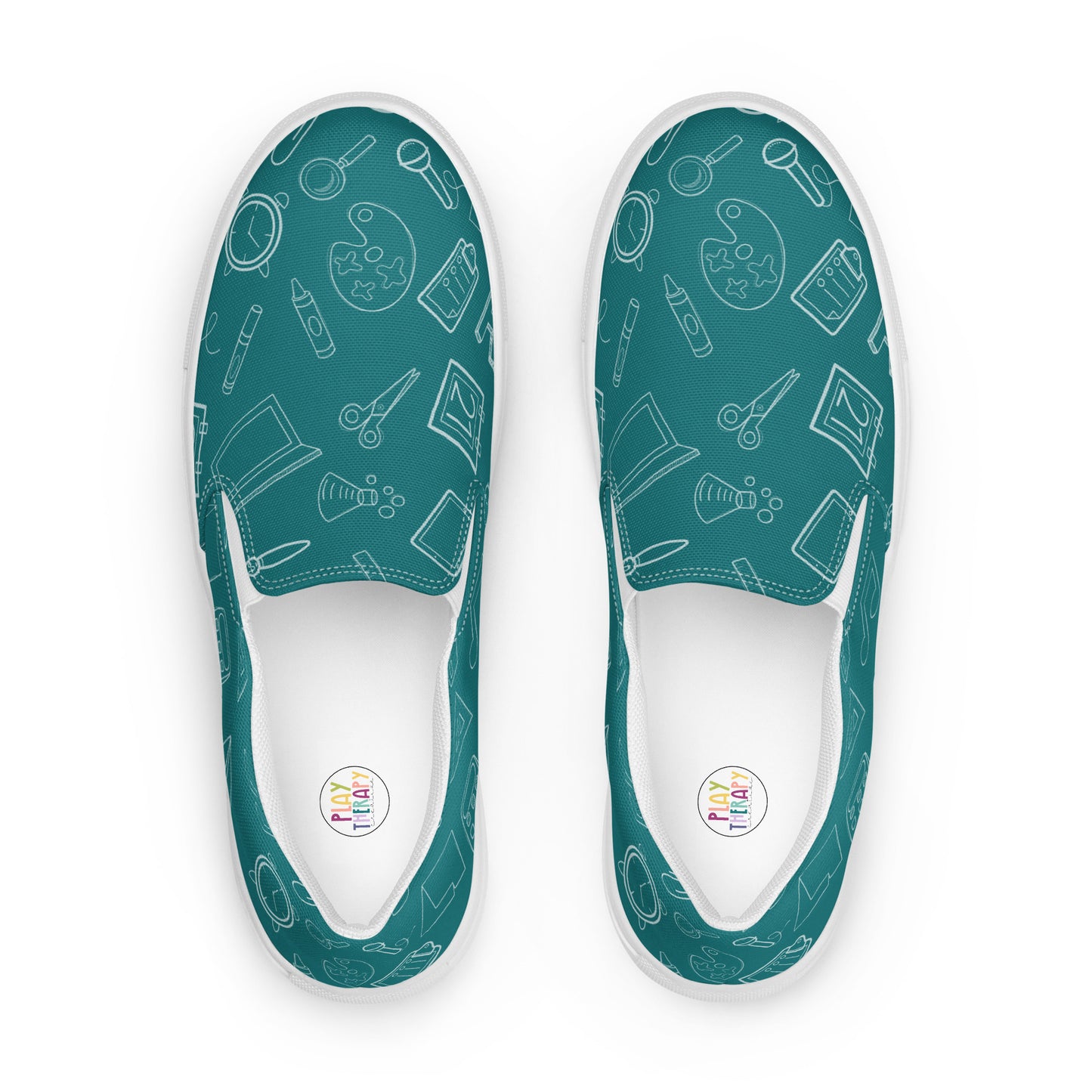 Teal Elementary Doodles Slip-on Canvas Shoes (Women's Sizes)